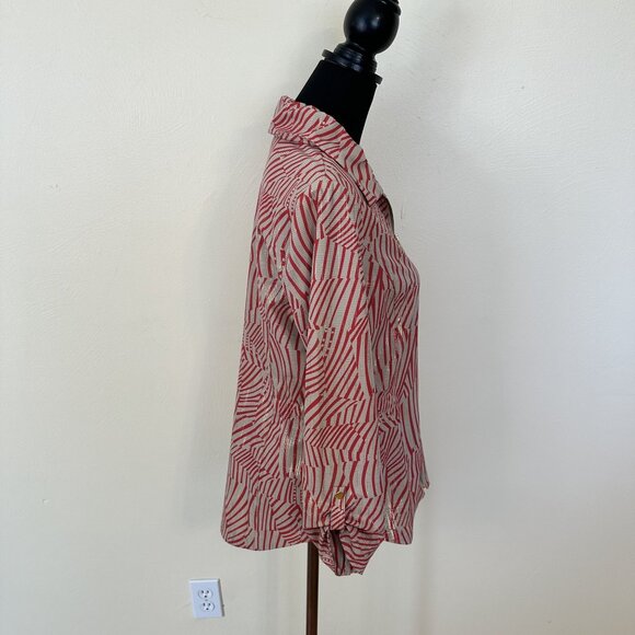 Zenergy By Chicos Womens Red & Beige Striped Zip Up Jacket Size 0 Medium - Picture 10 of 10